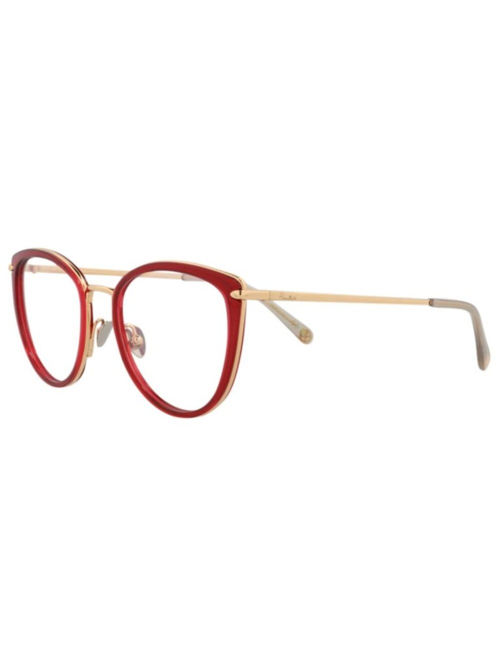 New Pomellato Women's Eyeglasses Cat Eye Acetate Frame Red Gold Transparent